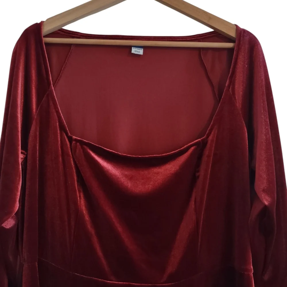 Old Navy Fit and Flare Velvet Mini Dress NWT Scarlet 2X - Picture 5 of 15